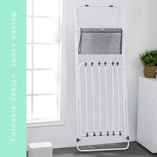 Foldable Drying Rack Collapsible Space Saving Laundry Rack Carbon Steel Heavy Duty Hanging Stand 2 Tier 4