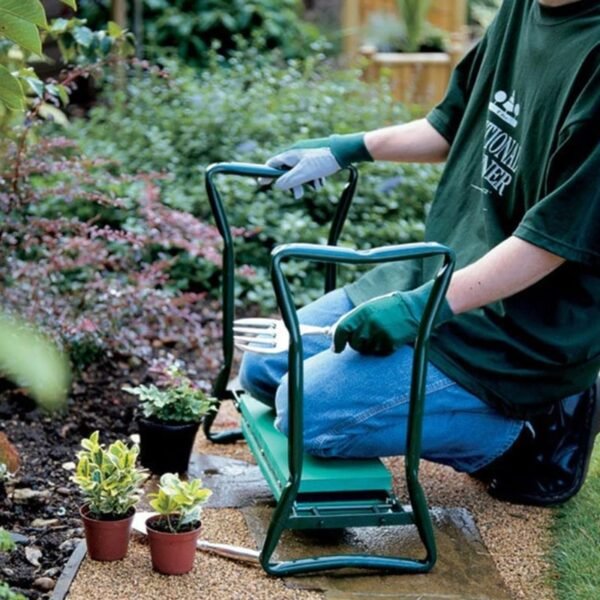 Garden Kneeler and Seat Folding Stainless Steel Garden Stool with Tool Bag EVA Kneeling Pad Gardening 1