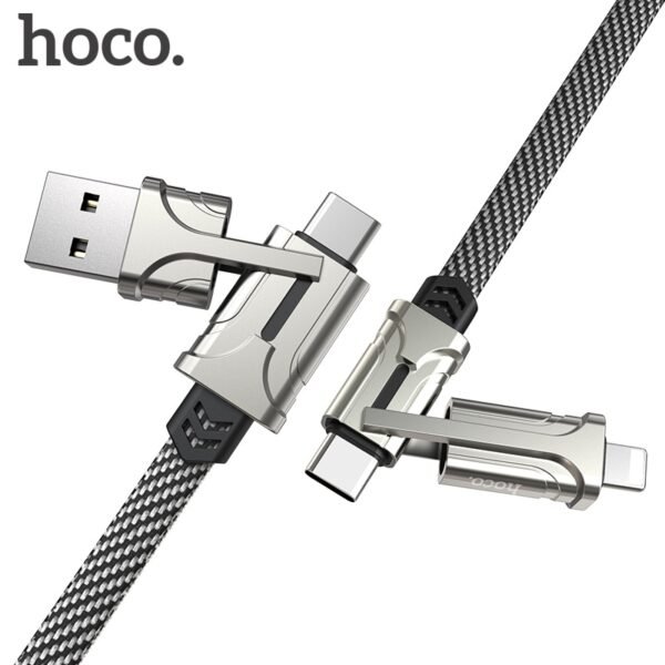HOCO 4in1 USB Type C Cable 60W Metal PD Fast Charger Cable USB C to Type