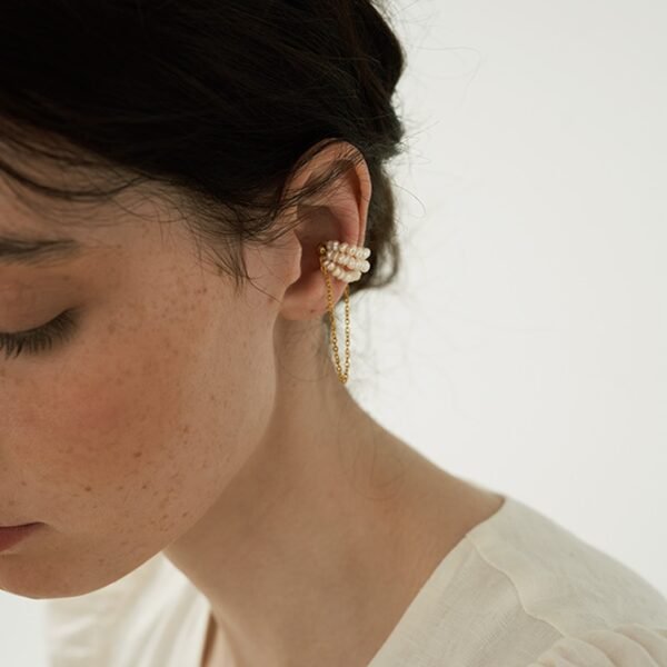 Peri sBox Single Piece Natural Pearl Tassel Earrings Without Piercing Ferromagnetic Clip Earrings for Women Minimalist 1