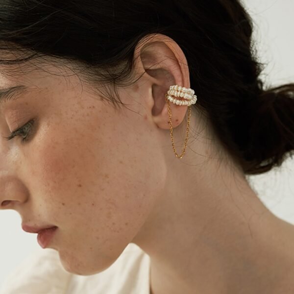 Peri sBox Single Piece Natural Pearl Tassel Earrings Without Piercing Ferromagnetic Clip Earrings for Women Minimalist