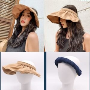 Removable Caps Uv Sun Protection Hat Woman Big Brimmed Cap for Women No Roof Wide Floppy