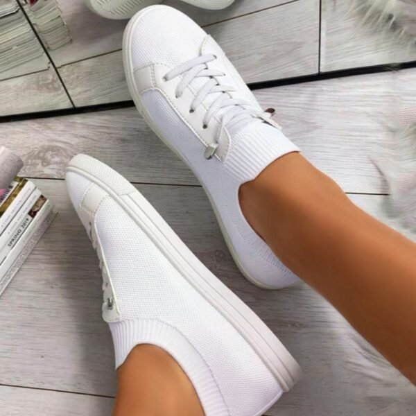 Women Casual Shoes Spring Female Shoes Solid Color Mesh Breathable Sneakers Fashion Ladies Lace Up Sport 2