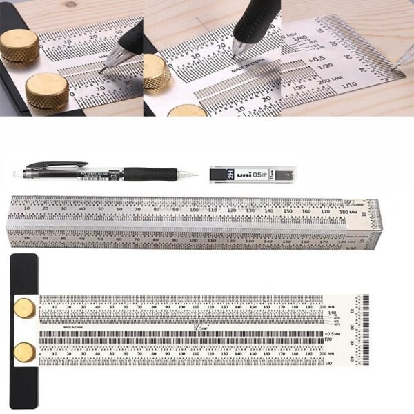 Woodworking Scribe High precision Scale Ruler Hole Scribing ruler crossed out Line Drawing Marking Gauge Measuring
