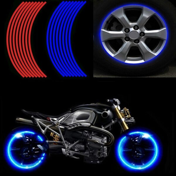 16 Pcs Strips Motorcycle Wheel Sticker Reflective Decals Rim Tape Bike Motobike Decal 17 18 For
