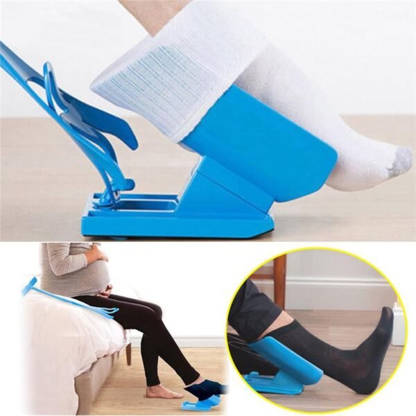 1pcs Sock Slider Aid Blue Helper Kit No Bending Shoe Horn Suitable For Socks Foot Brace