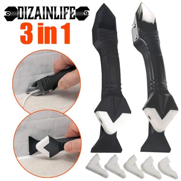 3 in 1 Silicone Remover Sealant Smooth Scraper Caulk Finisher Grout Kit Tools Kitchen Gadgets Hand