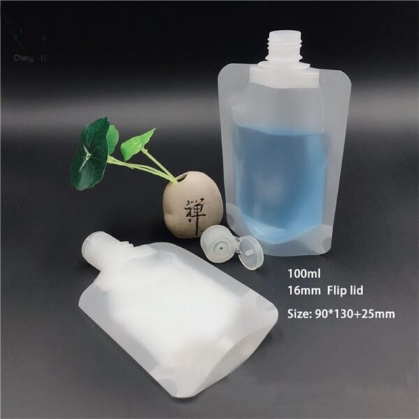 30 50 100ml Clamshell Packaging Bag Stand Up Spout Pouch Plastic Hand Sanitizer Lotion Shampoo Makeup 3