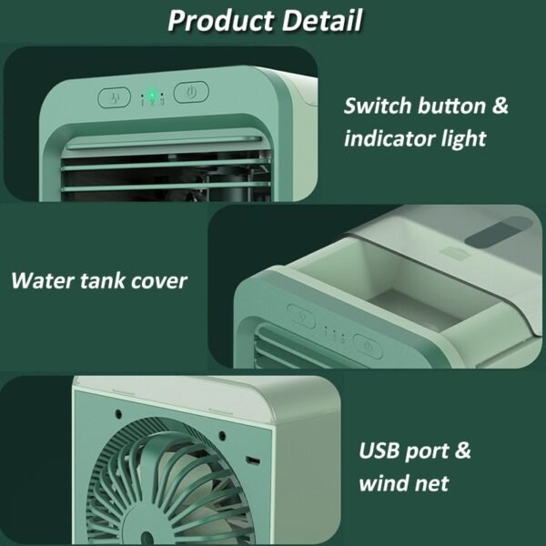 Air Cooler Fan Mini Desktop Air Conditioner with Portable USB Water Cooling Fan Humidifier Purifier Multifunction 2