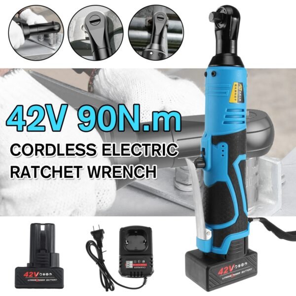 Electric Wrench 3 8 Cordless Ratchet 42V Rechargeable Scaffolding 90N m Right Angle Wrench Tool with