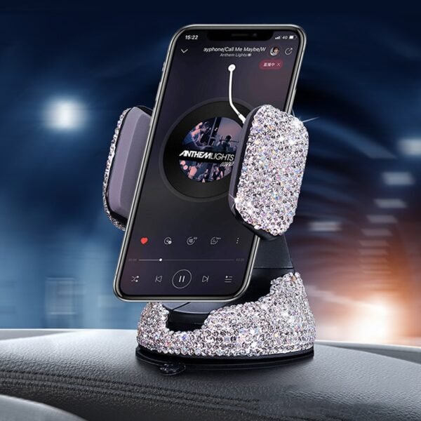 Luxury Rhinestone Bling Crystal Car Cell Phone Mount Girls Universal Holder for Dashboard Windshield and Air 1