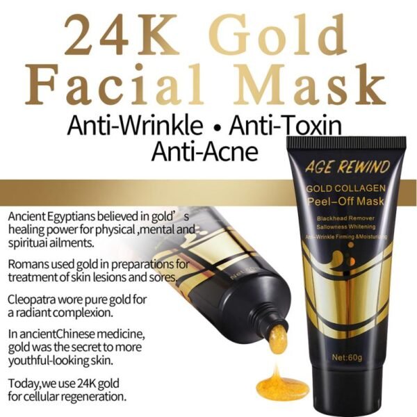 24K Gold Remove Blackhead Mask 60g Collagen Whitening Anti Aging Wrinkle Shills Blackhead Remover Facial Moisturizing 5