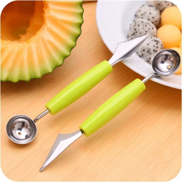 Hot Sale 2 in 1 Dual Head Dig Ball Spoon Creative Watermelon Fruit Stainless Steel Kitchen 3