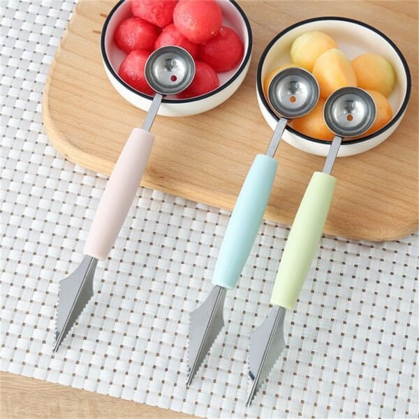 Hot Sale 2 in 1 Dual Head Dig Ball Spoon Creative Watermelon Fruit Stainless Steel Kitchen 4