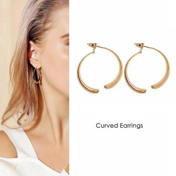 2021 Trendy Simple Geometric Irregular Metal Earrings For Women Girl Gold Color Circle Hoop Statement Earrings 3