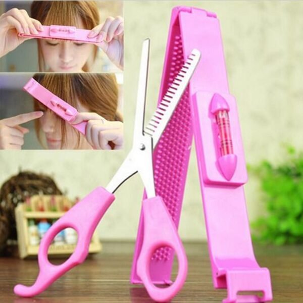 2Pcs lot Professional Barber Tools Pink DIY Hair Cutting Pruning Bangs Hairdressing Hair Cutting Scissor with 1