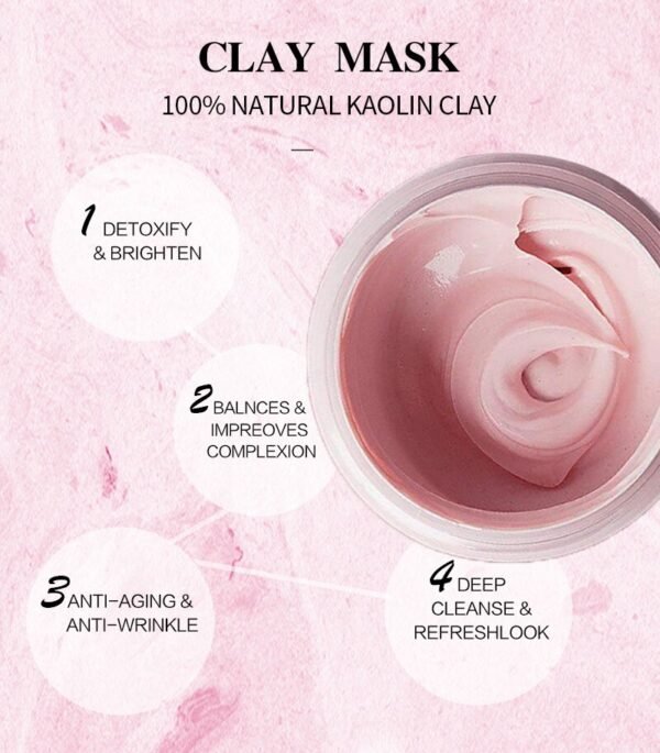 60g Face for Mask pink mud mask Oil Control Deep Cleaning Blackhead Remover Purifying Shrinks Pores 4