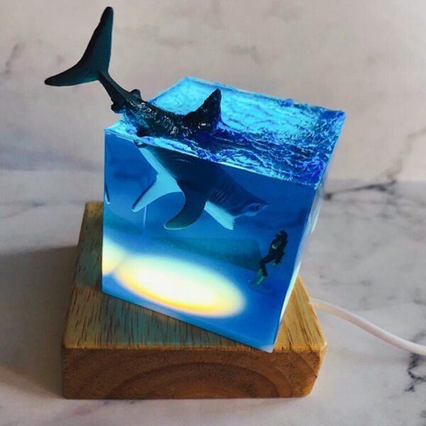 LED Night Light Shark Diver Decoration Novelty Gift for Children Bedroom Baby Room Decor USB Bedside 4