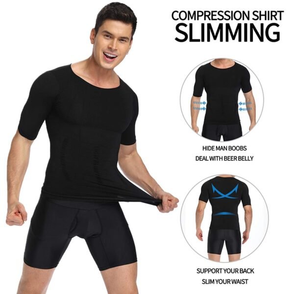 Mens Body Shaper Slimming Shirt Compression Vest Elastic Slim Underwear Shapewear 3