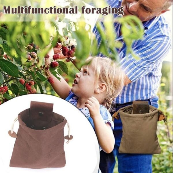 Outdoor Camping Leather Canvas Bushcraft Bag Fruit Picking Bag Foraging Bag Fruit Picking Container Organizers 2