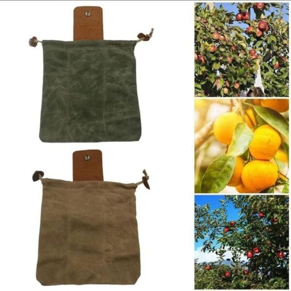 Outdoor Camping Leather Canvas Bushcraft Bag Fruit Picking Bag Foraging Bag Fruit Picking Container Organizers 3