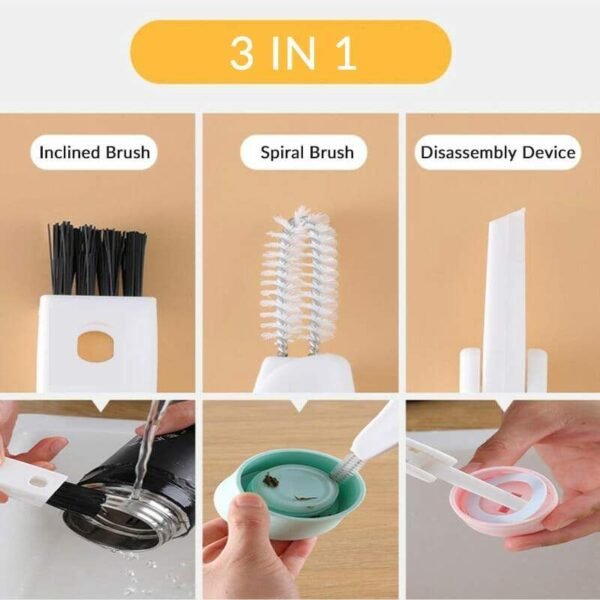 3 In 1 Bottle Cap Detail Brush Portable Multifunctional Lunch Box Rubber Ring Groove Cleaning Brush 1