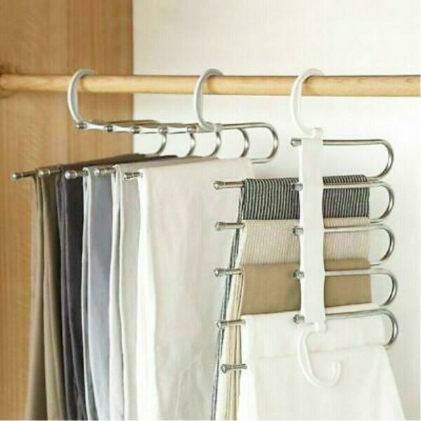 5 in 1 Wardrobe Hanger Multi functional Clothes Hangers Pants Stainless Steel Magic Wardrobe Clothing Hangers 2