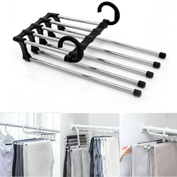 5 in 1 Wardrobe Hanger Multi functional Clothes Hangers Pants Stainless Steel Magic Wardrobe Clothing Hangers