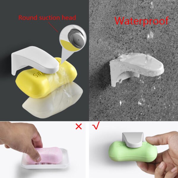 Magnetic Hanging Soap Holder Magic Storage Rack Punch Free Household Plastic Soap Holder Drain Soaps Dish 4