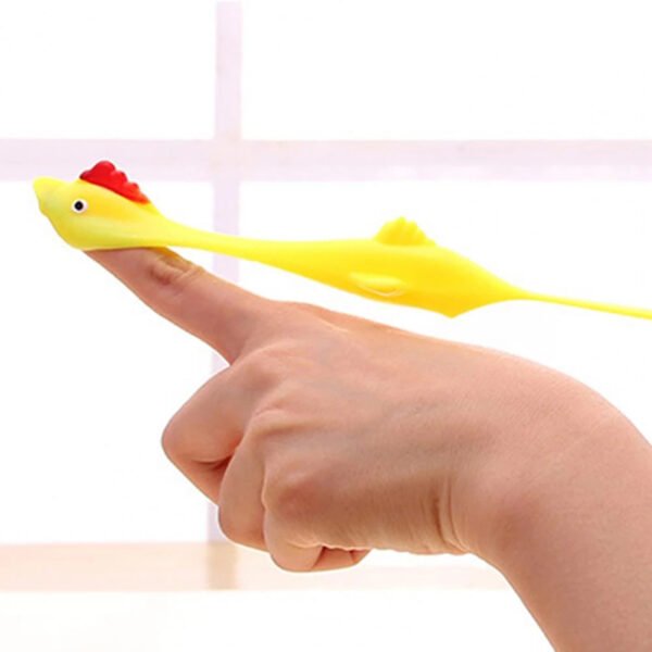 Slingshot Chicken Novelty Catapulted Ejection Chicken Toy Light Rubber Finger Prank Flying Toy Finger Toys Turkey 5