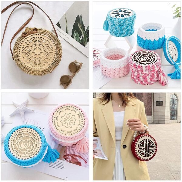2pcs Wooden Basket Bottoms for DIY Knitting Crochet Bag Bottom Shaper Craft Making Basket Weaving Wood 4