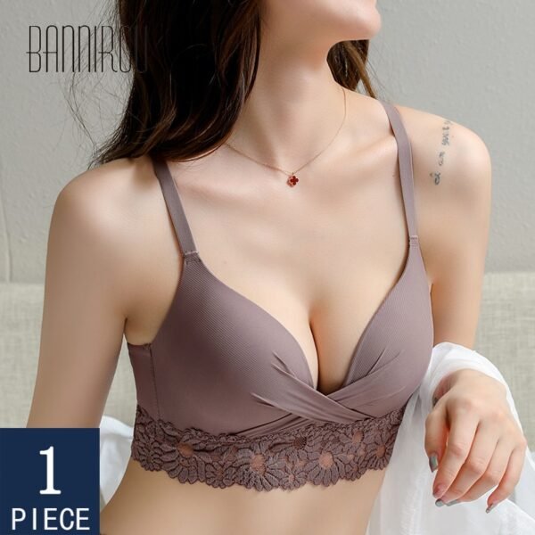 BANNIROU Lace Bras For Woman Female Bras Seamless Lingerie Bralette Young Woman Push Up Active Bras