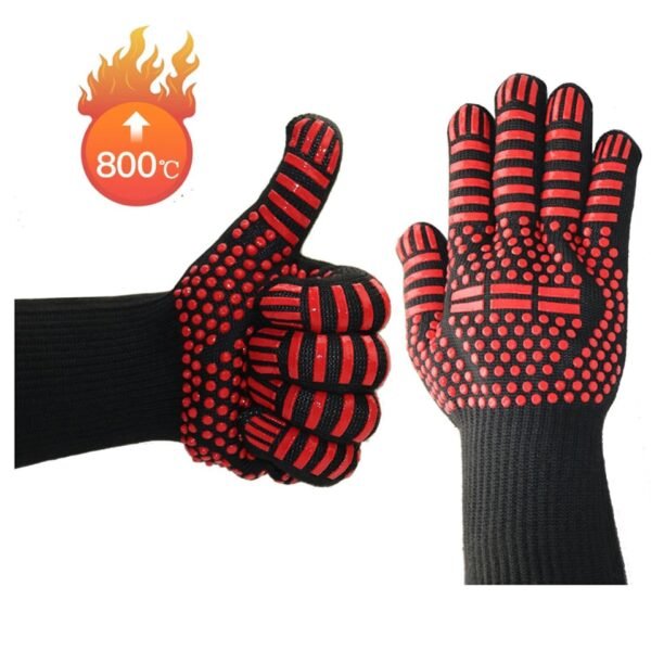 BBQ Gloves High Temperature Resistance Oven Mitts 500 800 Degrees Fireproof Barbecue Heat Insulation Microwave Cooking 4