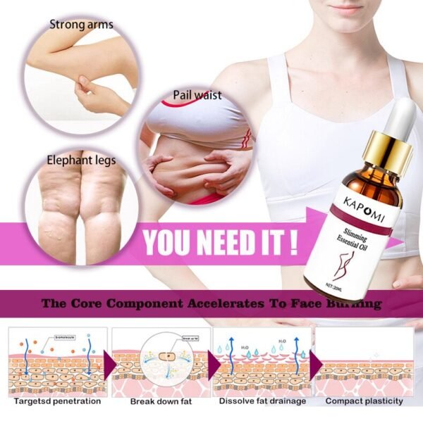 Kapomi Essential Oils Effect Product Lose Weight Slim down Fat Burner Skin Care Body Oil Slimming 3