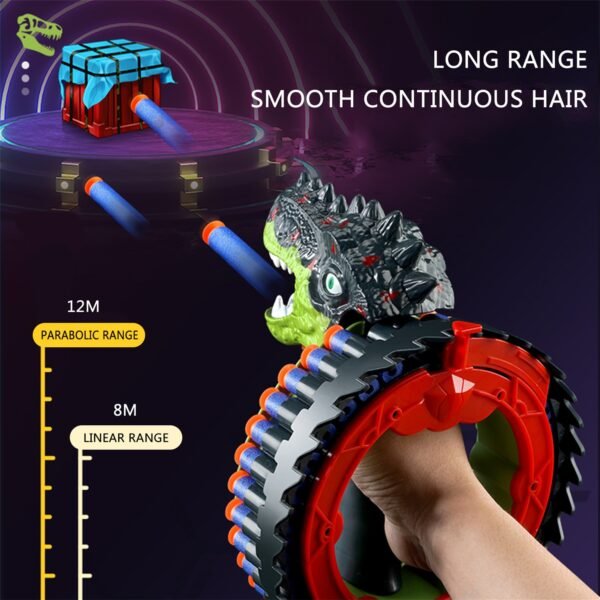 New Toy Gun Nerf Darts Soft Bullets Gun Toy Electric Burst Toy Gun Spinning Dinosaur Wrist 5