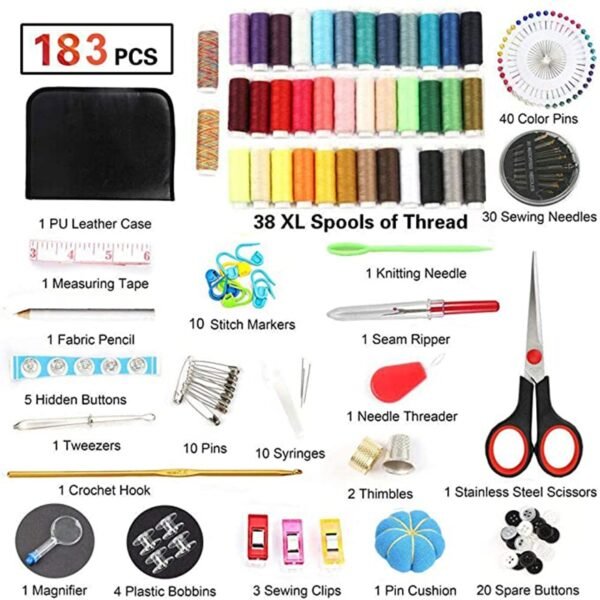 Sewing Box 68 183Pcs Multi function Travel Sewing Kit Stitch Needle Thread Storage Bag Fabric Craft 1