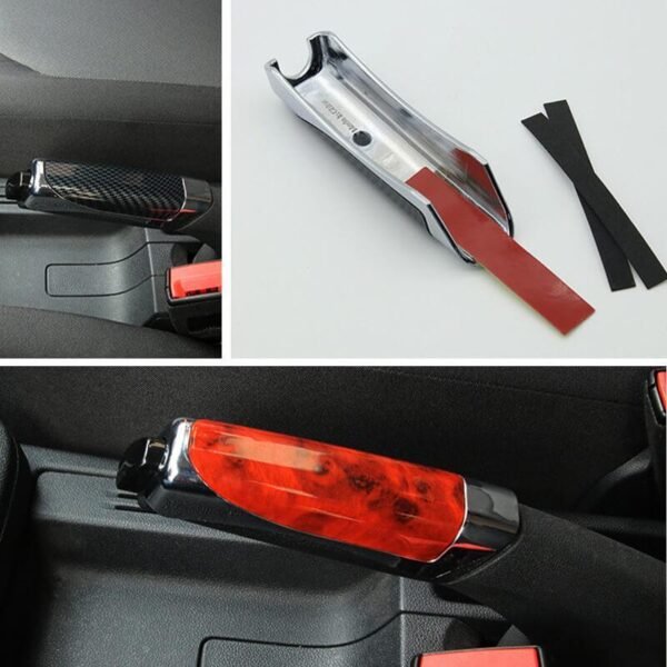 Universal Car Handbrake Protect Cover Styling Wooden Carbon Fiber Decor High Quality ABS Smooth SUV Interior 2