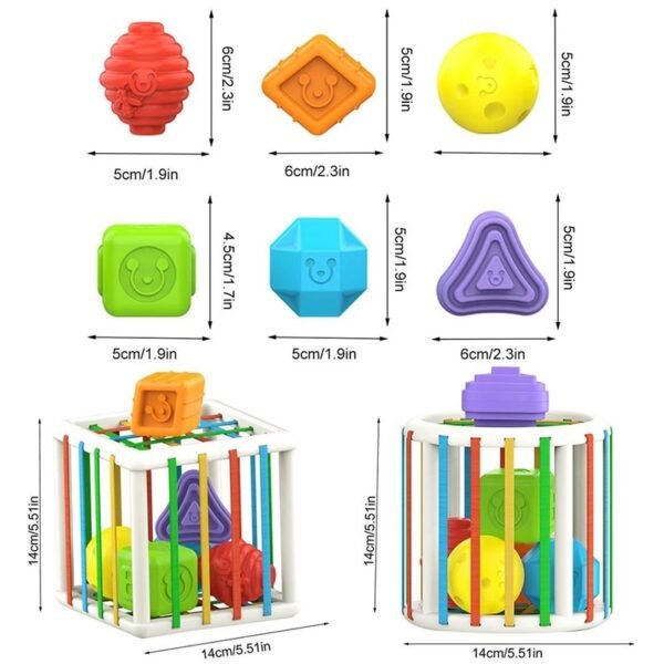 Baby Shape Sorting Toy Motor Skill Tactile Touch Toy Color Cognition Sensory Bin Soft Cube Montessori 5