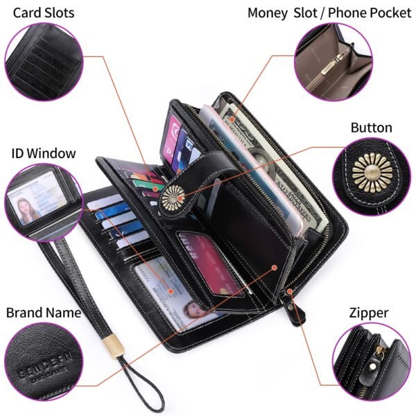 High Quality Gift RFID wallet female long zipper leather Lady wallet large capacity handbag Baibilun 3