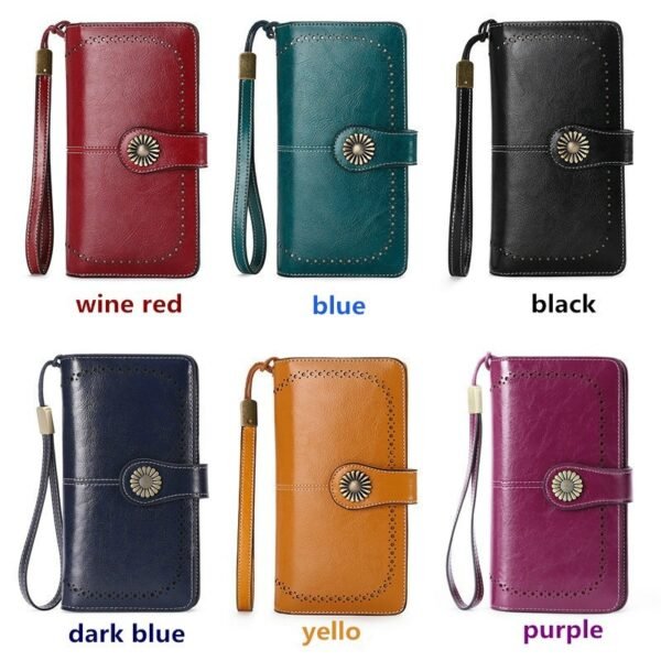High Quality Gift RFID wallet female long zipper leather Lady wallet large capacity handbag Baibilun 4
