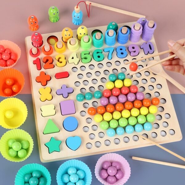 Kids Toys Montessori Wooden Toys Hands Brain Training Clip Beads Puzzle Board Math Game Baby Early 5