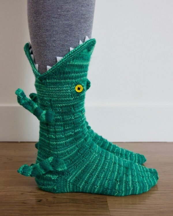Knit Crocodile Socks Knitted Animal Carp Shark Chameleon Socks Christmas Gift 1