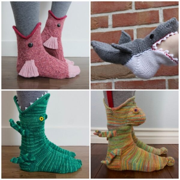 Knit Crocodile Socks Knitted Animal Carp Shark Chameleon Socks Christmas Gift