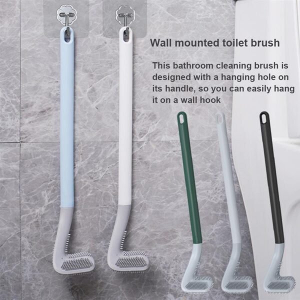 Long Handle Toilet Cleaning Brush Silicone Toilet Brushes for Bathroom Toilet Cleaning Brush Bendable Silicone Brush 4