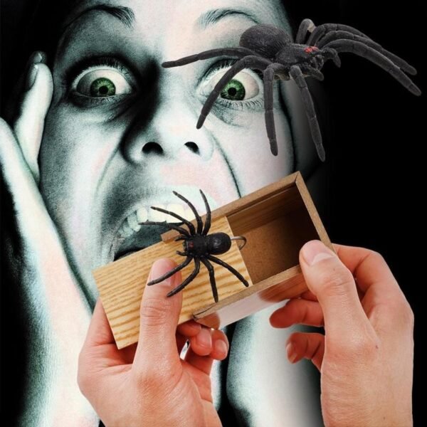 Montessori Hilarious Scary Box Spider Prank Wooden Scarybox Joke Day Halloween Gag Fools Toy Joke Toys 1