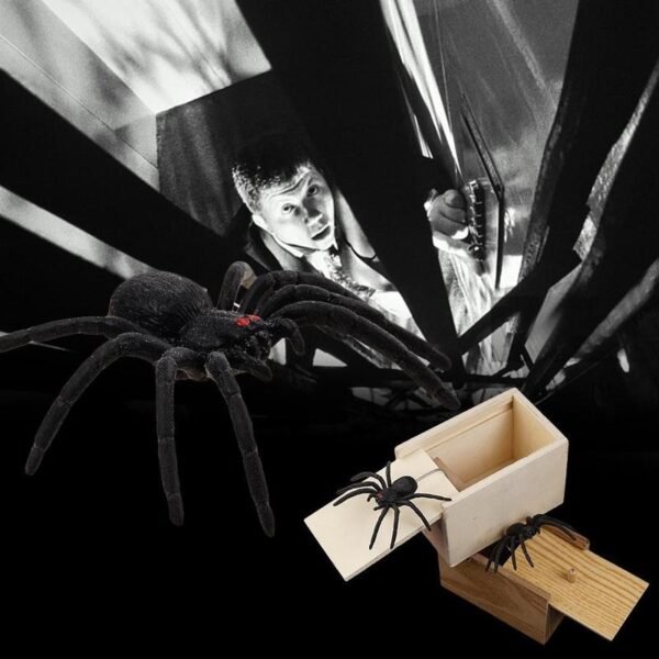 Montessori Hilarious Scary Box Spider Prank Wooden Scarybox Joke Day Halloween Gag Fools Toy Joke Toys 2