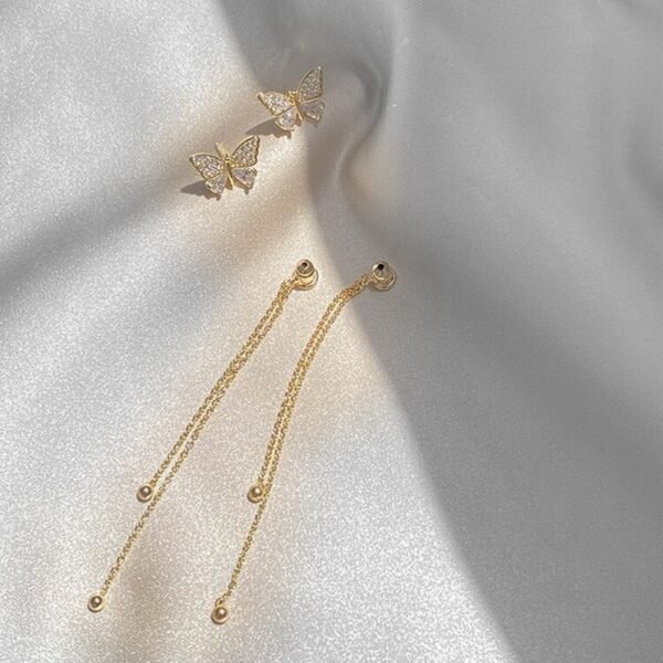 New Trendy Long Tassel Butterfly Drop Earrings Gold Color 2021 Fashion Hanging Women Earrings Summer Jewelry 3