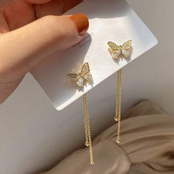 New Trendy Long Tassel Butterfly Drop Earrings Gold Color 2021 Fashion Hanging Women Earrings Summer Jewelry 5