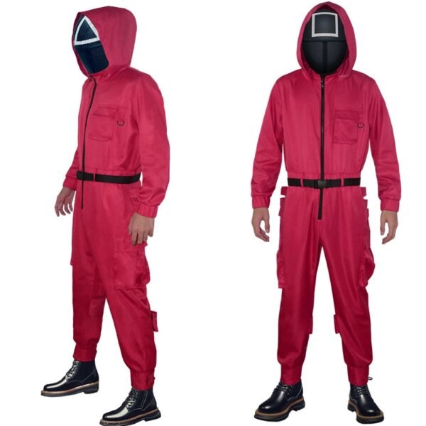 Squid Game Cosplay Costumes Mask Villain Role Play Round Six Red Jumpsuit Uniform Set Costumes For 1