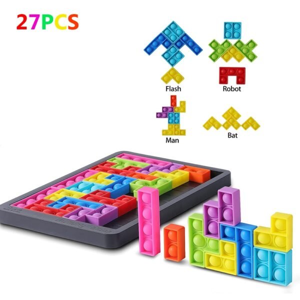 27PCS Pops Tetris Jigsaw Puzzle Toys Reliver Stress Toys Anti stress Toys Poppits Bubble Sensory Fidget 1